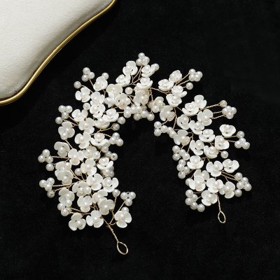 Handmade Beaded Headband White Wedding Dress Accessory